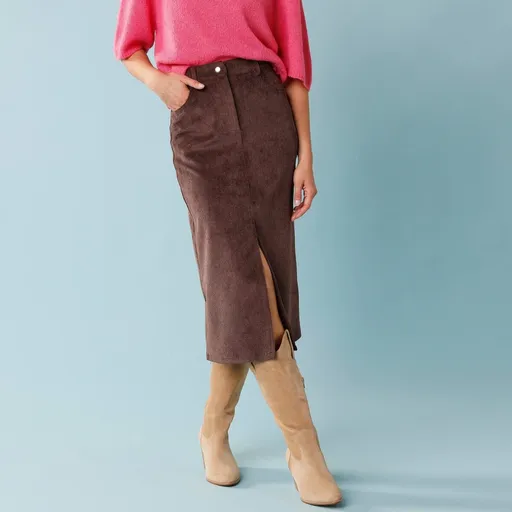 Fustă lungă din catifea reiată, pentru o siluetă minionă