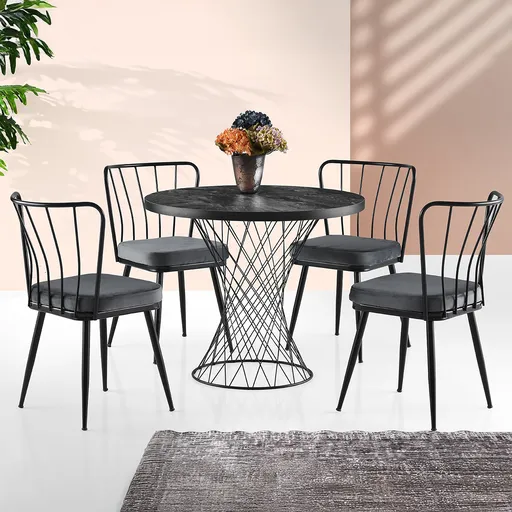 Masă de sufragerie Pota Black, negru