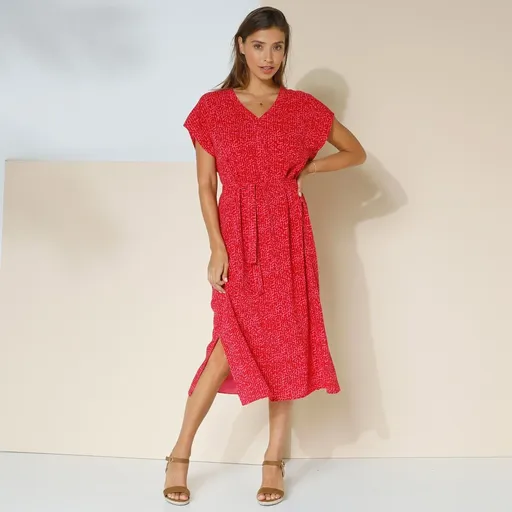 Rochie midi dreaptă cu imprimeu