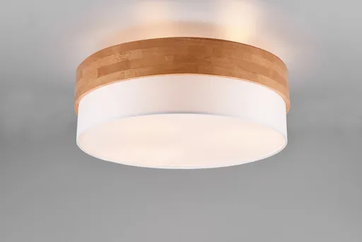 Plafoniera Seasons, TRIO, 50x21 cm, 40W, 3x E27, lemn/textil, natur/alb