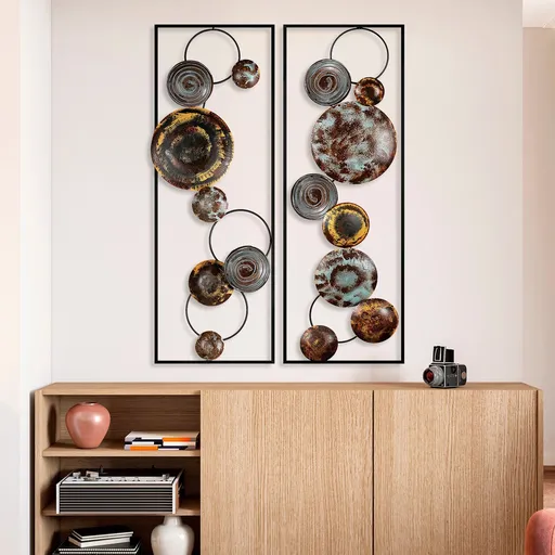 Decoratiune de perete, Textured, Lățime: 32 cm Înălțime: 92 cm Adâncime: 4 cm (2 bucăți), Multicolor