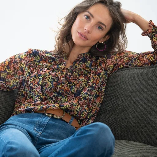 Bluză din voal cu imprimeu floral