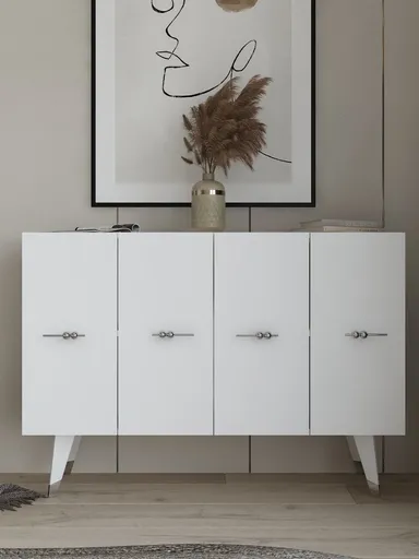 Consola, Hanah Home, Quart Salkım, 120x80x29.6 cm, Argintiu/Alb