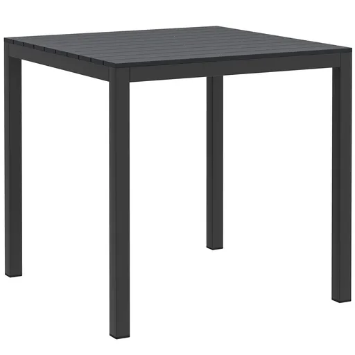 Outsunny Masă de grădină din aluminiu 73x73 cm, rezistentă la intemperii, masă bufet cu aspect de lemn, masă de camping pentru 4 persoane, Negru | Aos