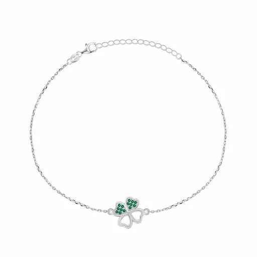 Brilio Silver Brățară din argint Trifoi cu zircon verde BRC69WG