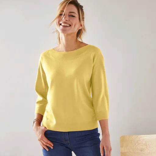 Pulover cu gât tip barcă și mâneci 7/8