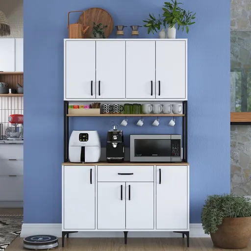 Dulap multifunctional, Hanah Home, JE127, 120x198.6x40 cm, Nuc/Alb