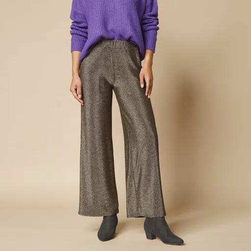 Pantaloni largi din țesătură tricotată lucioasă