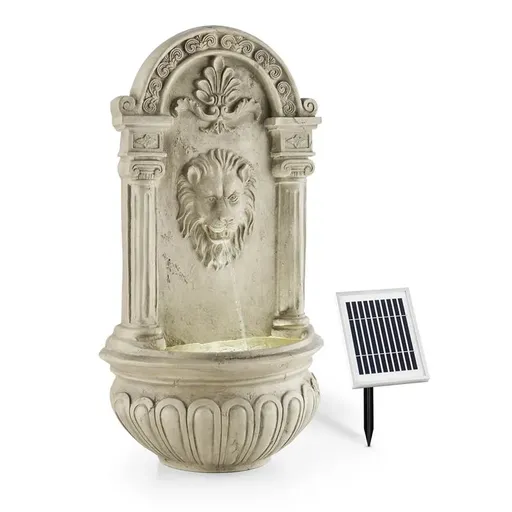 Blumfeldt Lowenstein, fântână de grădină ornamentală, fântănă de perete, 2W, LED-uri solare, aspect de piatră, polyresin