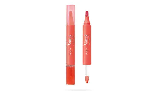 PUPA Milano Fix și luciu de buze cu ulei 2in1 Vamp! (Marker Duo) 4 ml 009 Jelly Coral