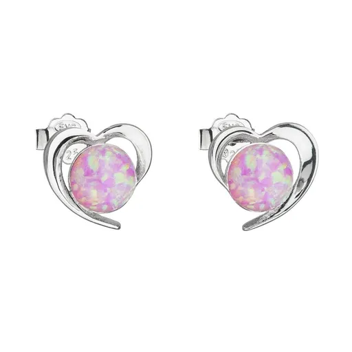 Evolution Group - Pavona Cercei inimă din argint cu opale sintetice roz 31259.3 lt.rose