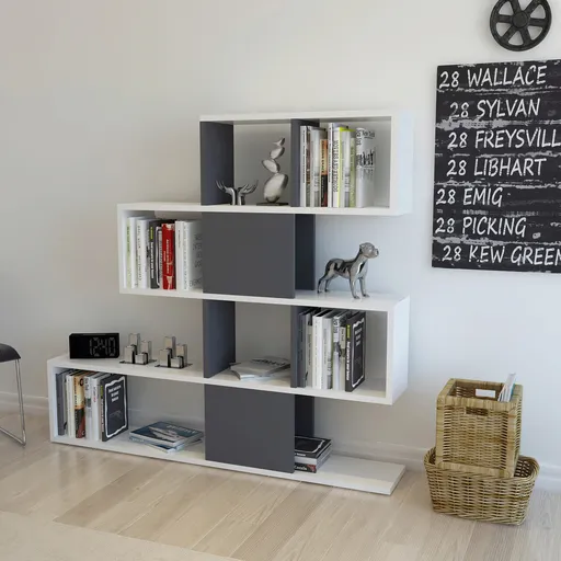Corp biblioteca, Hanah Home, Karlin, 120x19.5x109 cm, Alb / Antracit