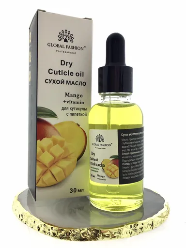 Ulei de cuticule uscata cu pipeta cu aroma de mango, Global Fashion, 30 ml, TPO Free