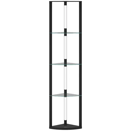 HOMCOM Lampă de podea cu 5 rafturi și lumină LED, 3 niveluri de luminozitate și întrerupător cu pedale, Negru | Aosom Romania