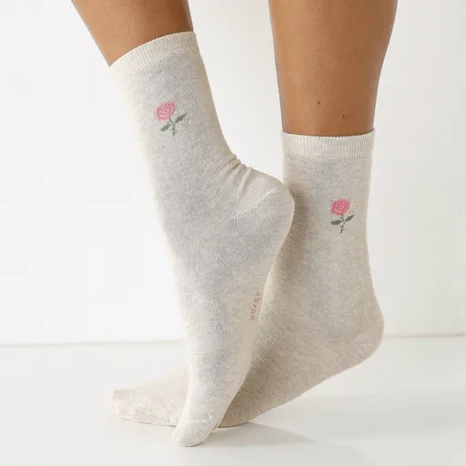 Set de 7 perechi de șosete cu imprimeu cu trandafiri
