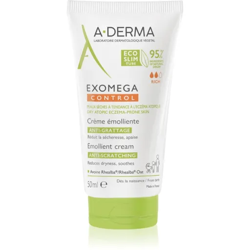 A-Derma Exomega Control Emollient Cream crema de corp pentru piele foarte sensibila sau cu dermatita atopica 50 ml