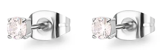 S'Agapõ Cercei mici din oțel tip buton cu cristal transparent Dazzly SDZ45