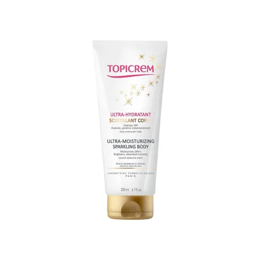 Topicrem Loțiune corporală intens hidratantă cu sclipici(Ultra -Moisturizing SparklingBody ) 200 ml