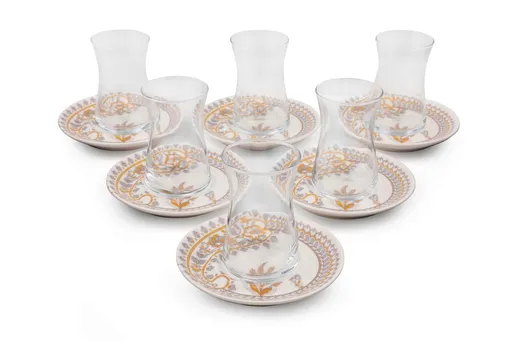 Set pentru ceai, Hermia, 960DYN1206, Farfurie din porțelan: 13 x 13 x 2 cm (6 bucăți), Multicolor