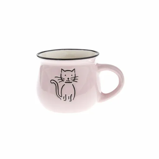 Cană din ceramică Cat 370 ml, roz