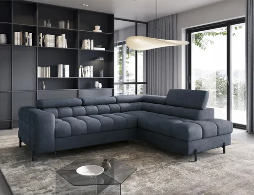 Coltar extensibil dreapta 5 locuri ELTAP, RT-40AU, Ferucce, 276x200x93 cm, lemn/poliester, albastru inchis