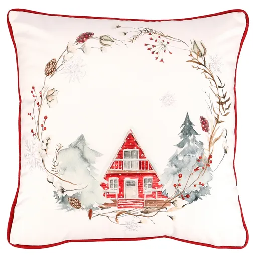 Pernă cu motiv de Crăciun din catifea, 45 x 45 cm