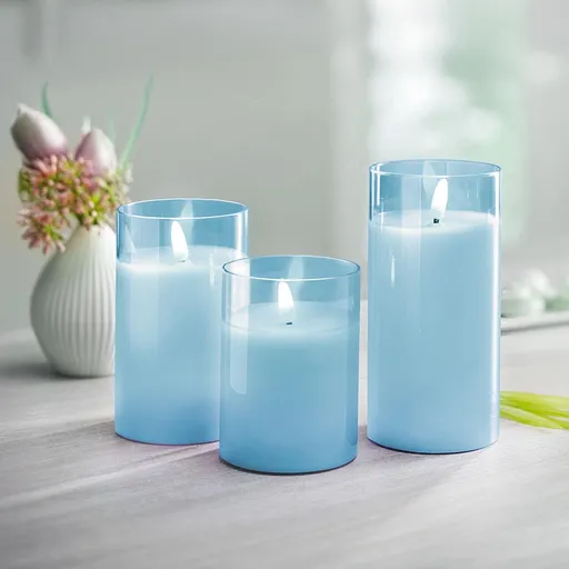 Lumânări LED în pahar, set de 3 buc.