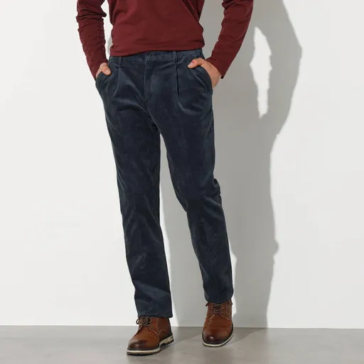 Pantaloni din catifea reiată, talie elastică