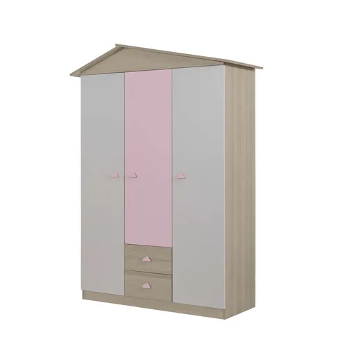 Dulap pentru haine, Hanah Home, Ayder New, 130x204x57 cm, PAL, Roz