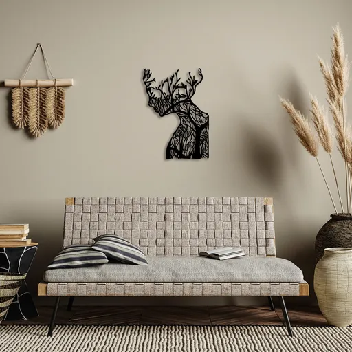 Decoratiune de perete, Tree Woman, Dimensiune: 28 x 38 cm, Negru