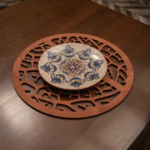 Set de covorașe de masă din lemn, Hermia, 790PYN1104, Dimensiune: 36 x 36 cm (4 bucăți), Roz