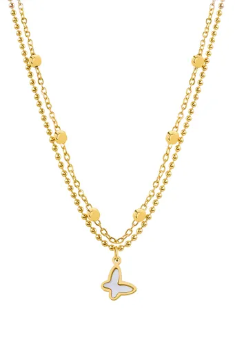 Troli Colier dublu placat cu aur cu fluture