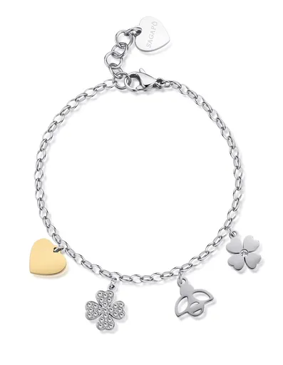 S'Agapõ Brățară bicoloră atemporală cu pandantive Happy SHAR25