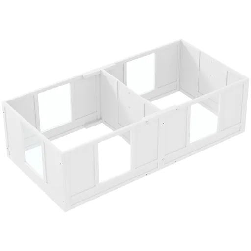 PawHut Cutie pentru căței, cu panouri clare, design în 2 compartimente, pentru câini mici | Aosom Romania