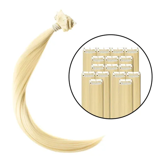 Extensii de Par Blond Platinat nr. X86 613/613A cu Clips (Coafat/Ondulat)