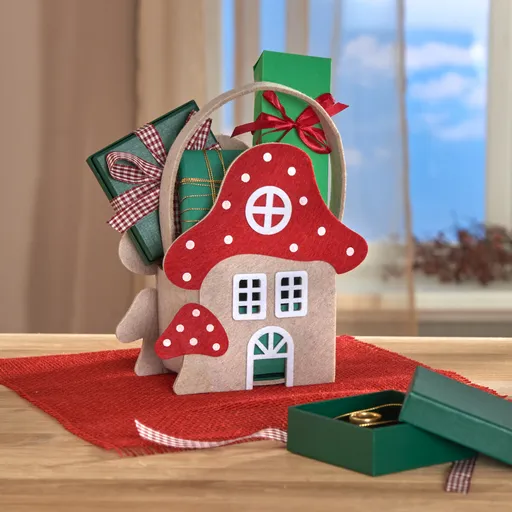 Geantă din pâslă Casă din ciuperci