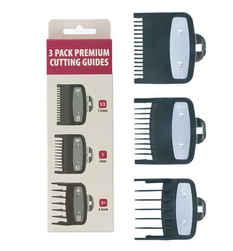 Set 3 Gratare Intermediare Premium pentru Masini de Tuns Compatibile Wahl, Jrl, Kiepe 0,5 (1.50 mm), 1 (3.00 mm), 1,5 (4.50 mm)