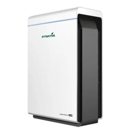 Purificator de aer Attractive Oberon 350, 85W, Pana la 65 m², 350 m³/h, 3 viteze, Wi-Fi, Ionizare, Senzori inteligenti, Telecomanda, Ecran tactil, Alb