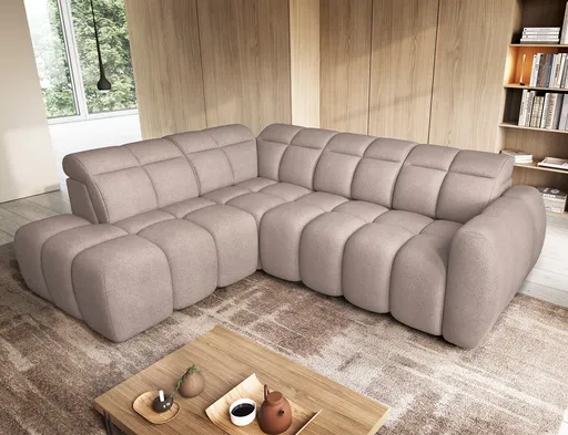 Coltar extensibil stanga 4 locuri ELTAP, LT-20XIL, Falconn, 258x208x107 cm, lemn/poliester, maro deschis