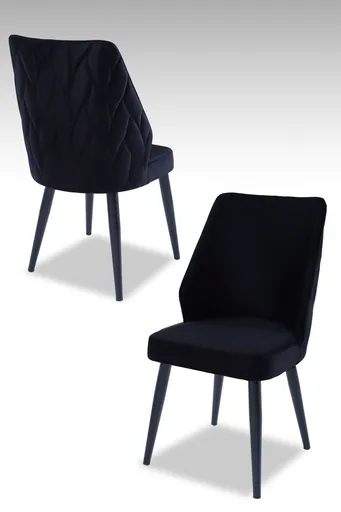 Set scaune 2 piese, Hanah Home, Pufi, PAL, Negru