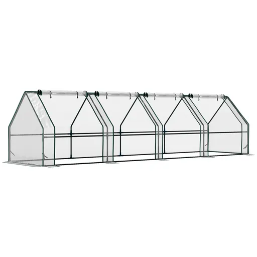 Outsunny Mini Seră Portabilă Tunel pentru Plante și Flori cu Uși Rulabile cu Fermoar, Transparentă | Aosom Romania