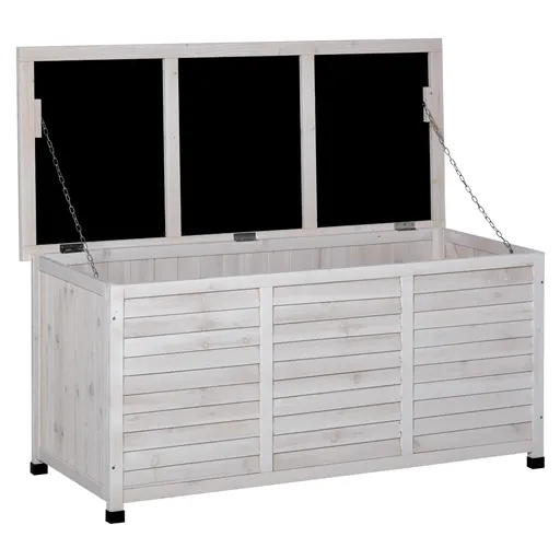 Banca tip container de depozitare Outsunny, 127x56x60cm, alb | Aosom Romania