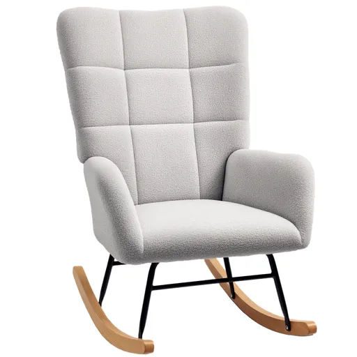 HOMCOM Fotoliu cu leagăn, husă moale, capitonaj gros, antiderapant, Gri deschis | Aosom Romania