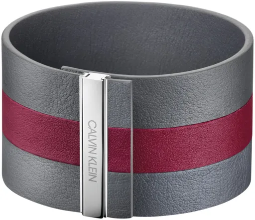 Calvin Klein Brățară din piele gri-roșie Rebel KJ9KAB09010 6 cm - XS