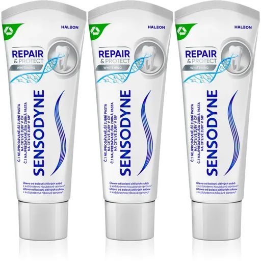 Sensodyne Repair & Protect Whitening pasta de dinti pentru albire pentru dinti sensibili 3x75 ml