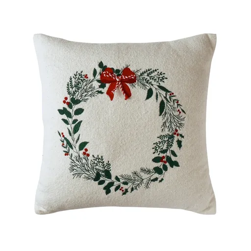 Pernă cu broderie de coroniță de Crăciun