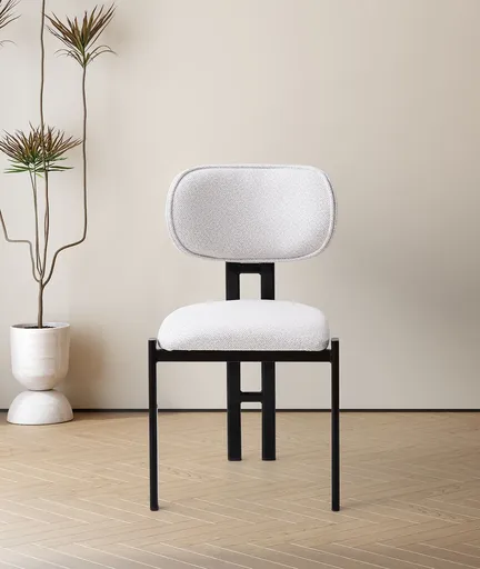 Set scaune 2 piese, Hanah Home, Muriz, Metal, Off White / Black