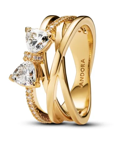 Pandora Inel încrucișat placat cu aur Fundiță strălucitoare Shine Timeless 163511C01 50 mm