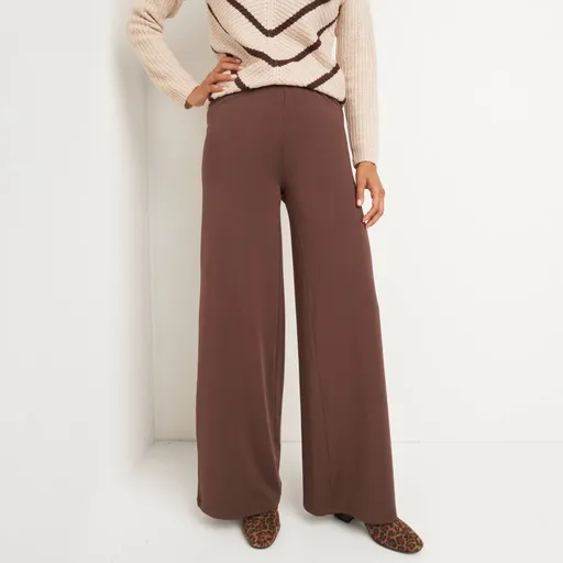 Pantaloni lați din jerseu cu talie elastică