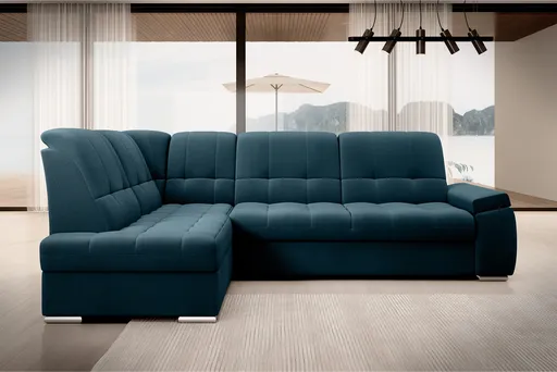 Coltar extensibil stanga 3 locuri ELTAP, LT-40NU, Sado, 272x192x95 cm, lemn/poliester, albastru inchis